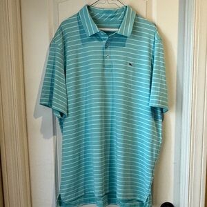 Vinyard Vines Performance Men's Light Green Striped Polo Shirt